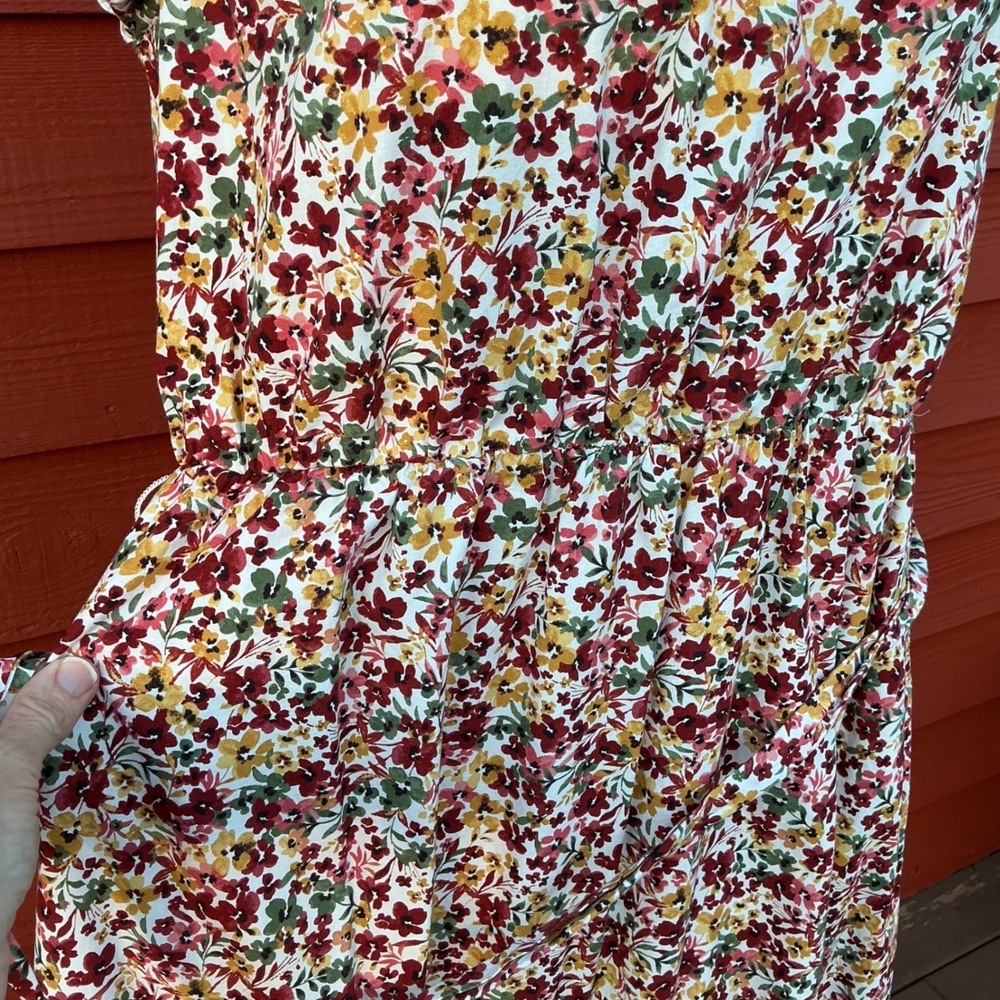 Womens Floral Tiered Midi Dress XXL 20 Multi Flutter Sleeve Boho Cottagecore - Picture 10 of 11